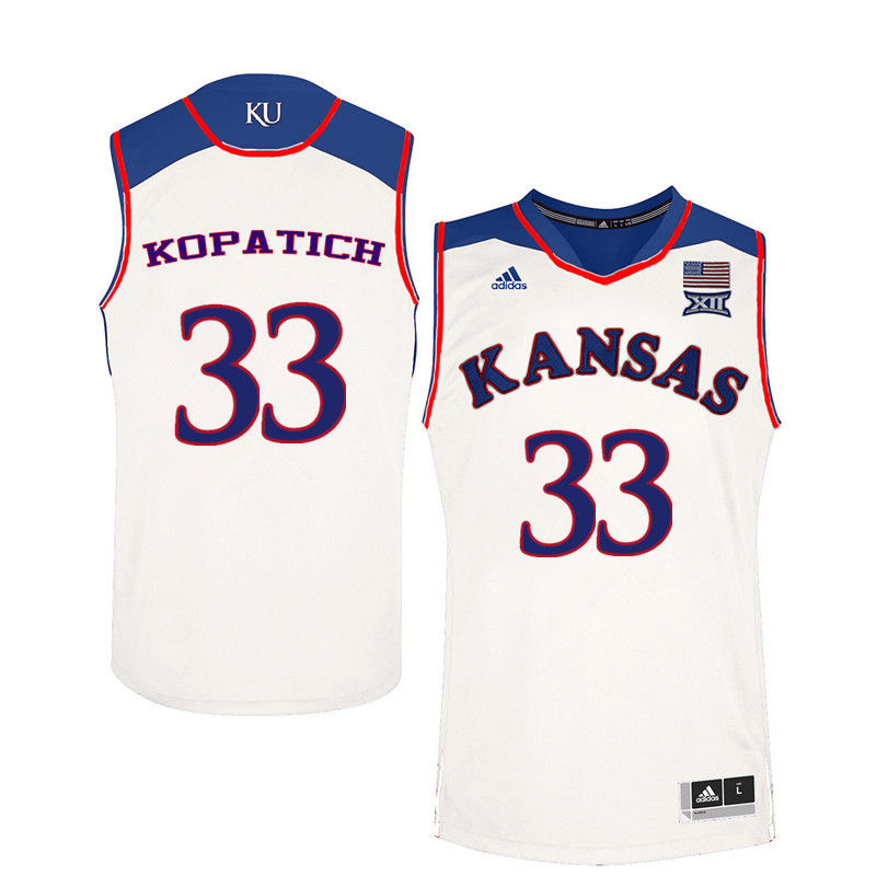 Men Kansas Jayhawks #33 Kylee Kopatich College Basketball Jerseys-White - Click Image to Close